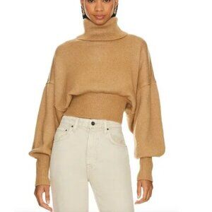GRLFRND Jovany Turtleneck Sweater Camel Wool Cotton Cropped
